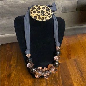 Fabric and bead necklace
